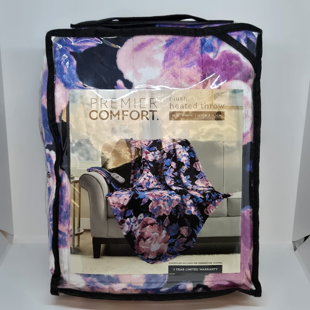 Plush Heated Throw - Floral Design